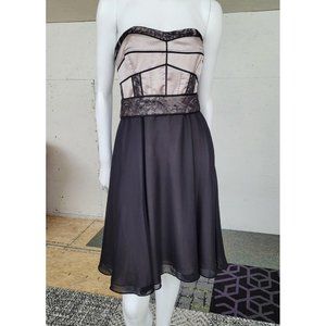 Coast Dress Womens US‎ 8 Strapless Corset Style Belt Lined Side Zip Chifon Satin